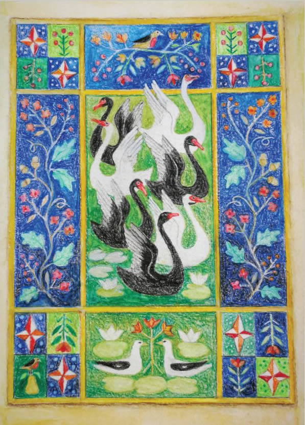 “Seven Swans A-Swimming” Premium Illustrated Christmas Cards (pack of 10) - Image 2