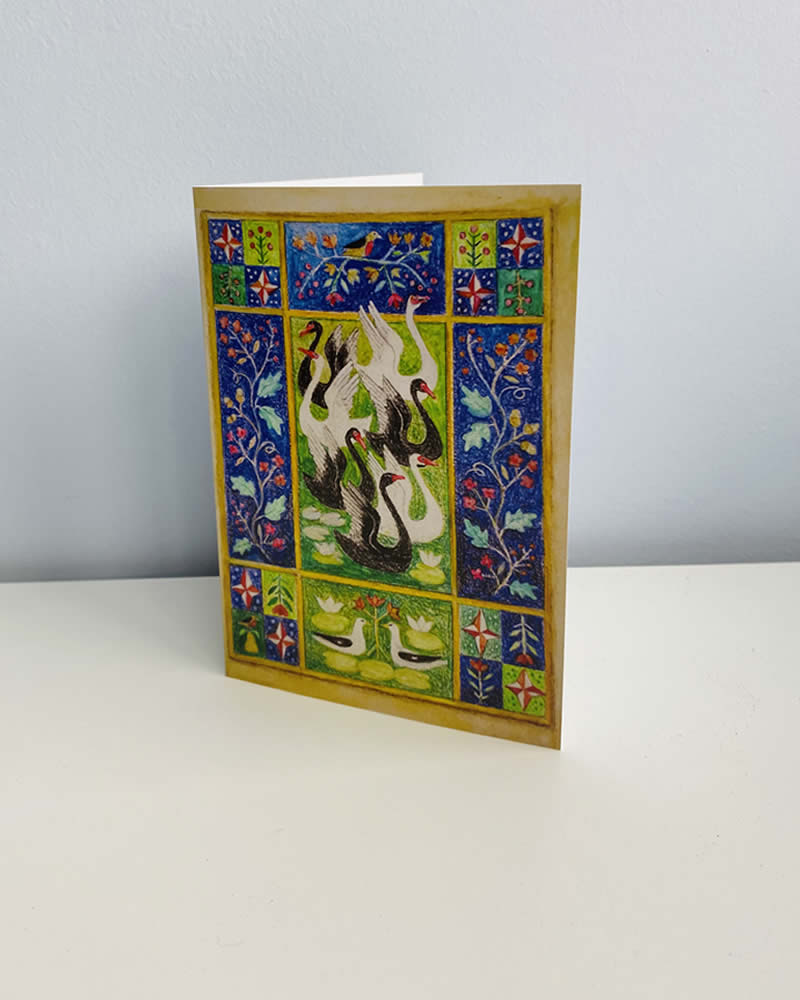 “Seven Swans A-Swimming” Premium Illustrated Christmas Cards (pack of 10)